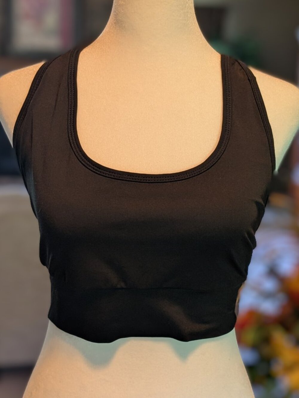 Black Racer-Back Adjustible Sports Bra-Size L - Picture 2 of 5